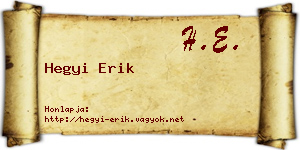 Hegyi Erik névjegykártya